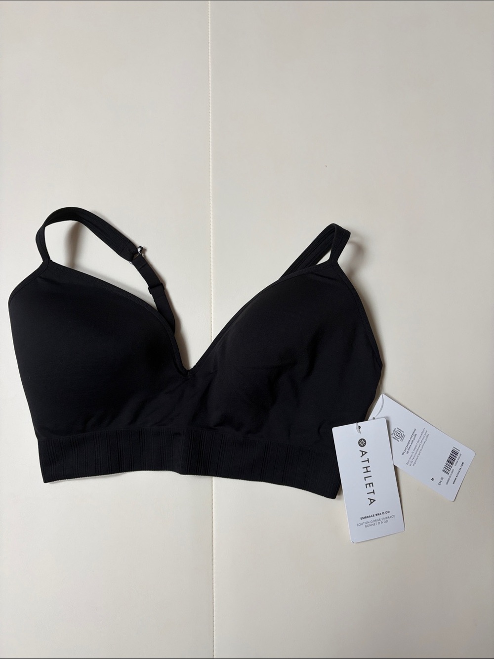 Athleta Black Wireless Padded Bralette with Ribbed Band
